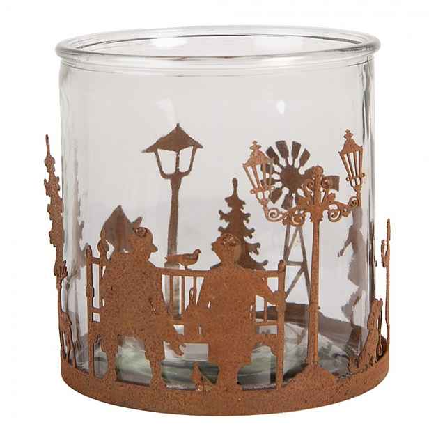 Rezavý kovový vánoční svícen Brocante rust - Ø 15*15 cm Clayre & Eef