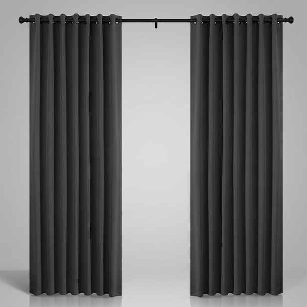 Tepelné zatemňovací závěsy 2 kusy Elegantní 225 x 140 cm Tmavě šedé