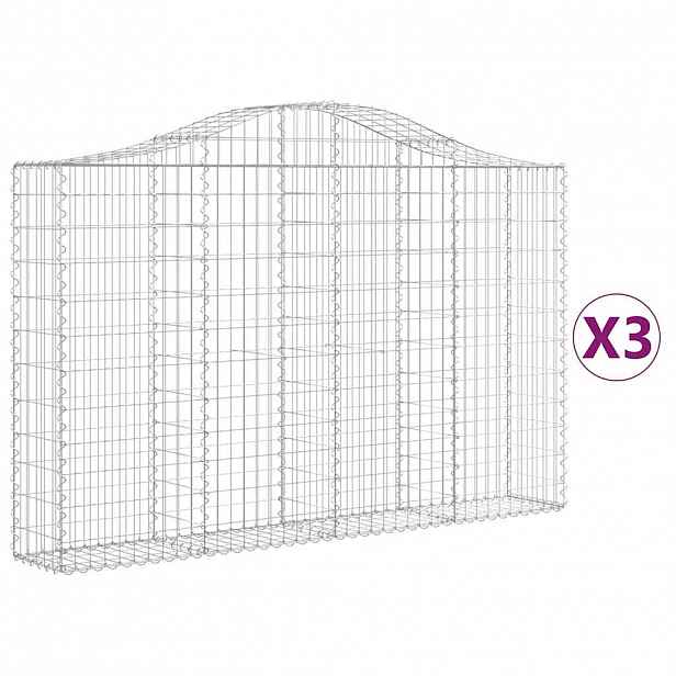 vidaXL Klenuté gabionové koše 3 ks 200x30x120/140cm pozinkované železo