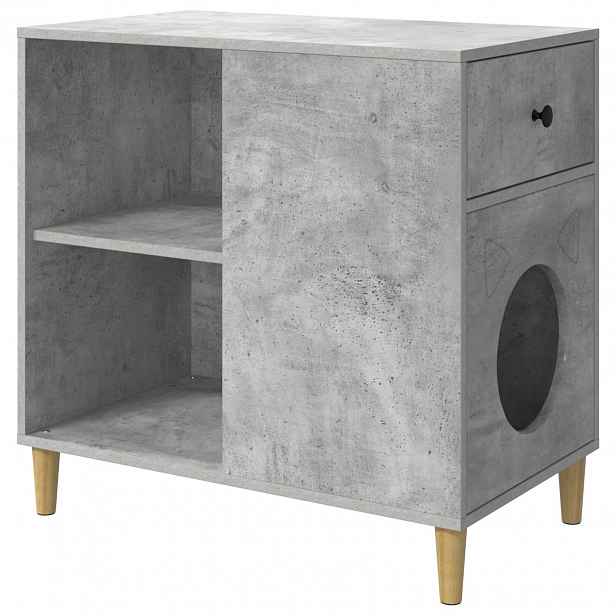 vidaXL Kočičí dům Betonově šedá 72 x 42,5 x 70 cm Kompozitní dřevo