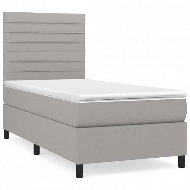 vidaXL Box spring postel s matrací světle šedá 90x190 cm textil