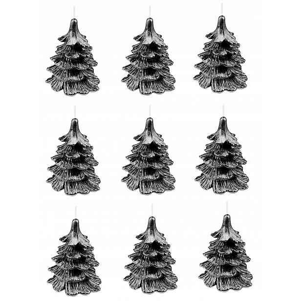 9 x svíčky vánoční stromek 10 cm celý černý