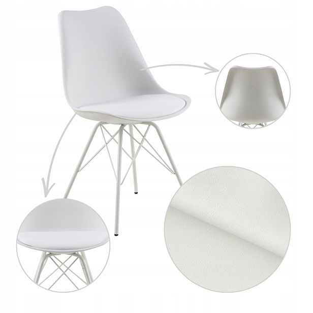 Jídelní Křeslo Bílé do kuchyně, pohodlné, s minimalistickým opěradlem