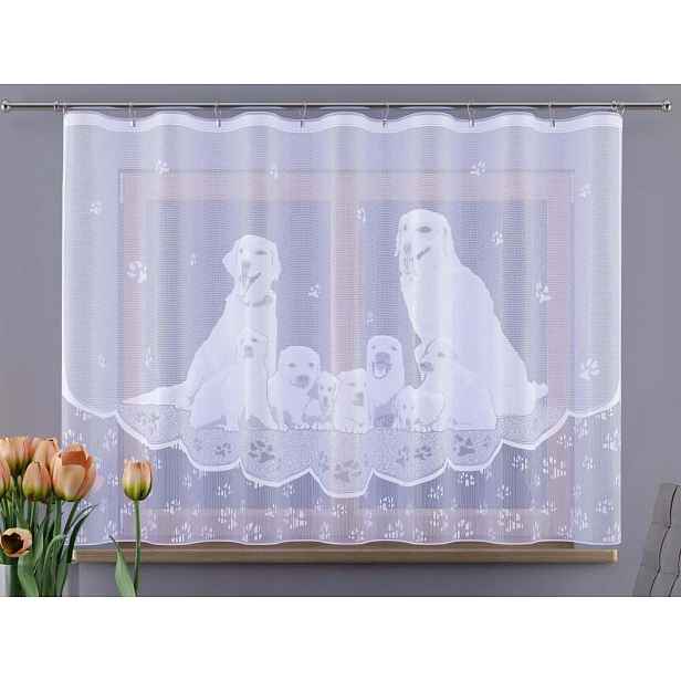 Mg Záclona Pejsci E309/160 Bílá 300X180 cm Hotová S Páskou