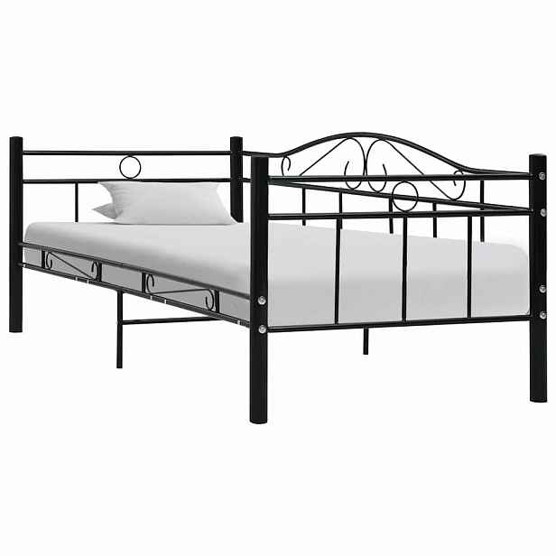 vidaXL Rám denní postele černý kovový 90 x 200 cm
