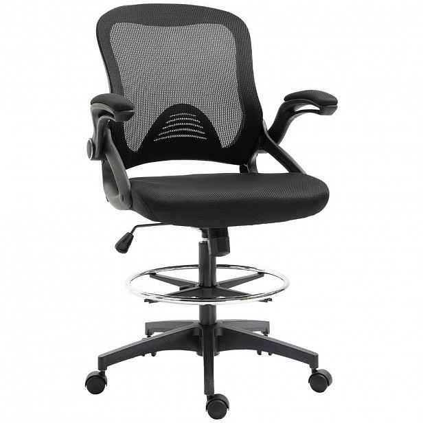 Vinsetto MESH Kreslící židle Ergonomická kancelářská židle s kolečky, otočná, černá