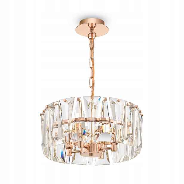 Závěsná lampa lustr křišťálový glamour zlatý kulatý 38 cm Maytoni