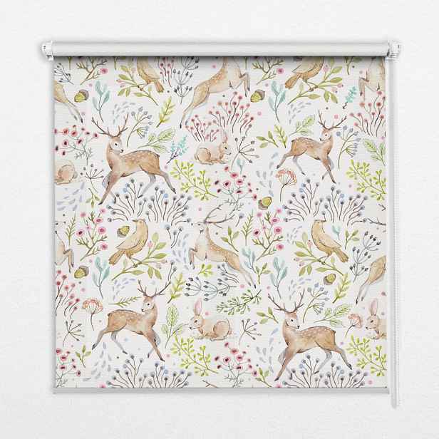 TULUP VNITŘNÍ roleta - okenní roleta - roleta - 80x140 cm - Ptáci, jeleni a králíci