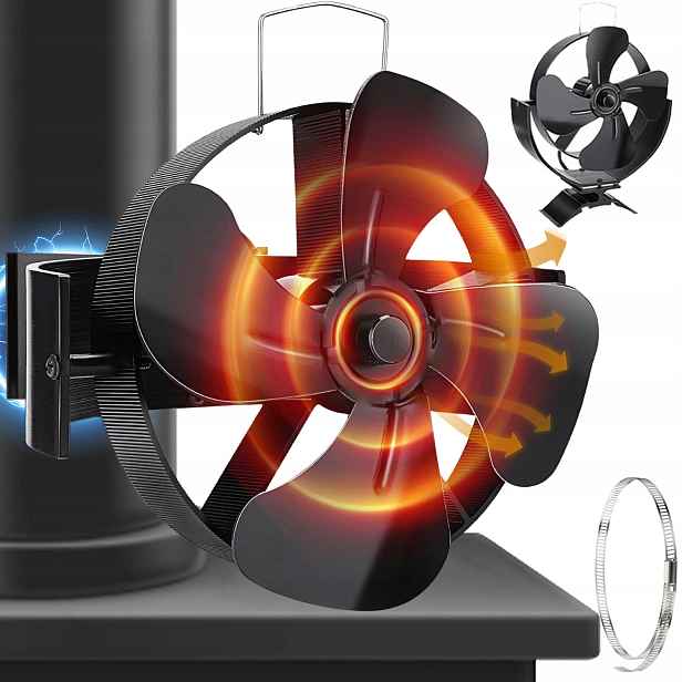 Termoelektrický Krbový Ventilátor Napájený Teplem, Tichý Ventilátor, Černý