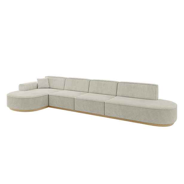 ALTDECOR ROHOVÁ SEDAČKA s otomanem, levá MARI-L3-v2 413x171x83 Krémová Manšestr