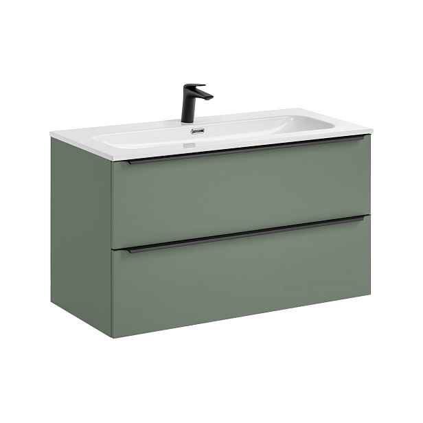 Comad Závěsná skříňka Sombra Green Fly se zápustným umyvadlem a baterií 100 cm reed green