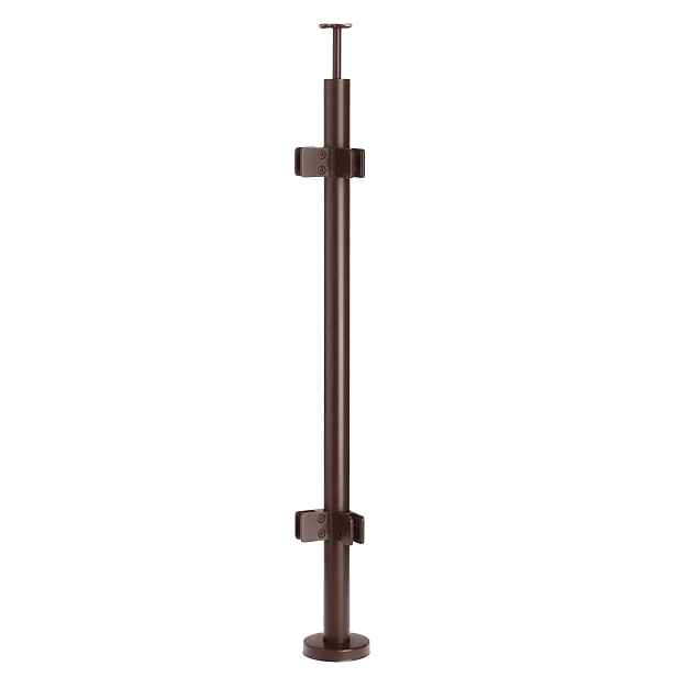 Rohový sloupek pro skleněné zábradlí 110 cm Hnědý fi 42 mm Loft