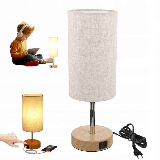2V1 Led Noční Lampa Retro Stolní Lampa S 2 Usb Nabíjecími Porty