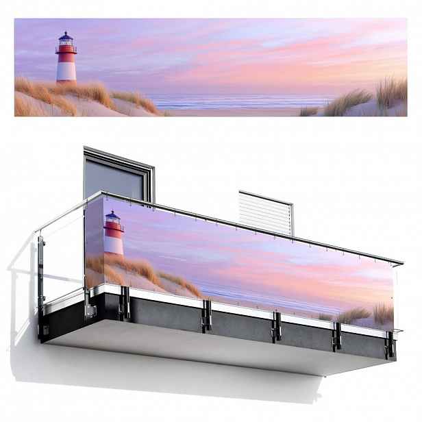 MuchoWow BALKONOVÁ ZÁSTĚNA Maják - duny - západ slunce 500x120 cm