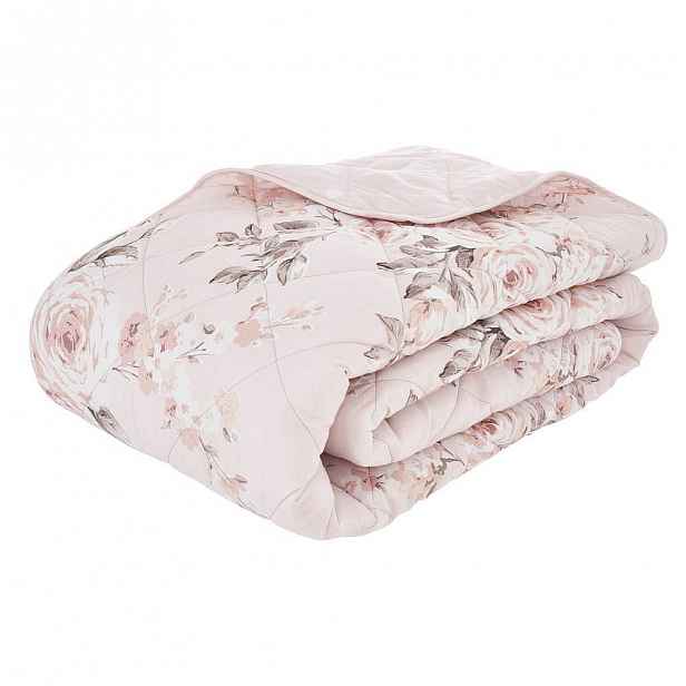 Růžový prošívaný přehoz přes postel Catherine Lansfield Canterbury Rose, 220 x 230 cm