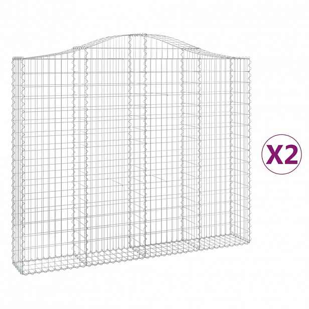 vidaXL Klenuté gabionové koše 2 ks 200x30x160/180cm pozinkované železo