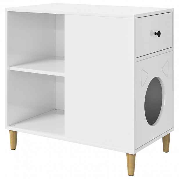 vidaXL Kočičí dům Bílá s vysokým leskem 72 x 42,5 x 70 cm