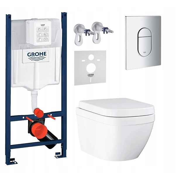 7v1 Wc Podomítkový Set, Stelaz s Wc Mísou Grohe Euro Ceramic, Tlačítko