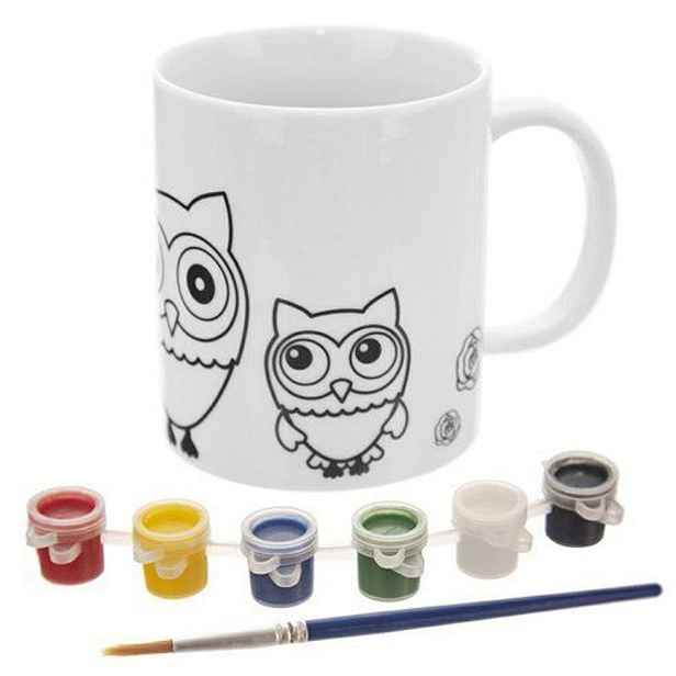 hrnek 380ml SOVA porcelán, barvy a štětec k dekorování