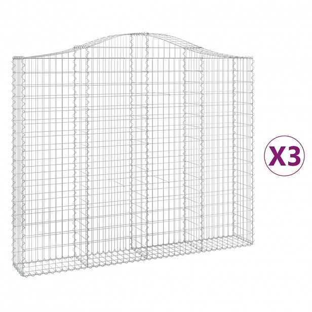 vidaXL Klenuté gabionové koše 3 ks 200x30x160/180cm pozinkované železo