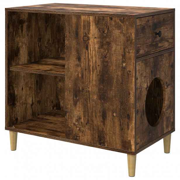 vidaXL Kočičí dům Kouřový dub 72 x 42,5 x 70 cm Kompozitní dřevo