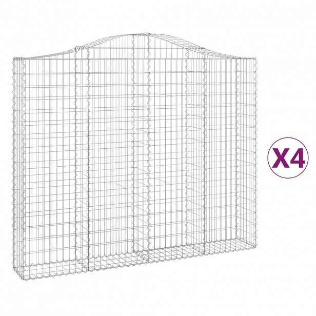 vidaXL Klenuté gabionové koše 4 ks 200x30x160/180cm pozinkované železo