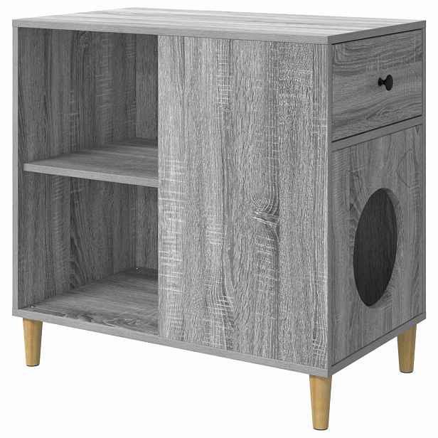 vidaXL Kočičí dům Šedý Sonoma 72 x 42,5 x 70 cm Kompozitní dřevo