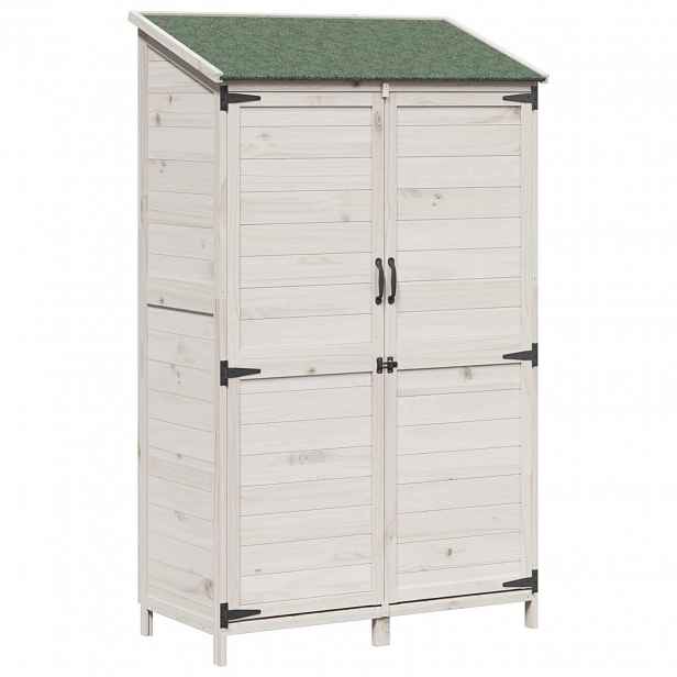 vidaXL Zahradní shed Bílá 106,5 x 56 x 176 cm Masivní jedlové dřevo