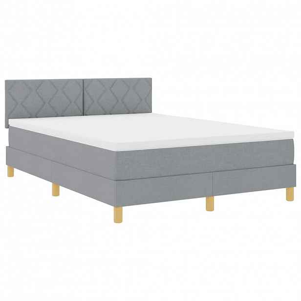 vidaXL LED box pružinová postel s čelo Světle šedá 140 x 200 cm textil