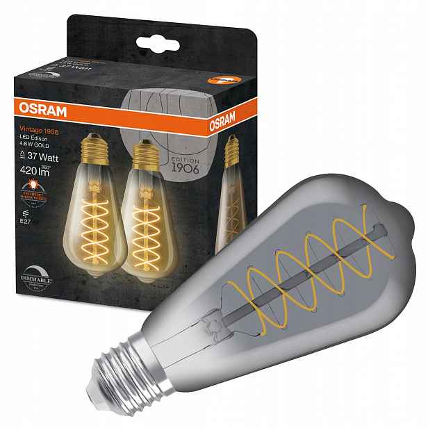 2x Led žárovka ST64 Edison E27 7.8W 360lm 1800K Vintage 1906 Osram