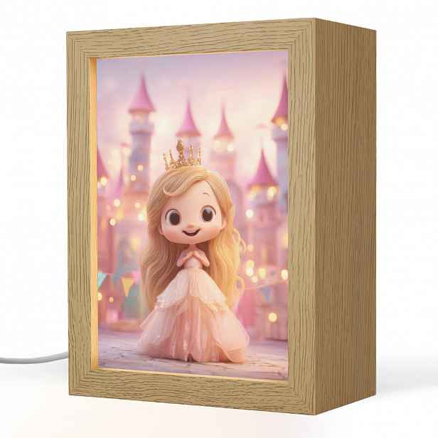 OnlyWow NOČNÍ LAMPIČKA Princezna - Růžová - Zámek 15x20 cm