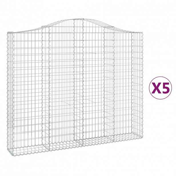 vidaXL Klenuté gabionové koše 5 ks 200x30x160/180cm pozinkované železo