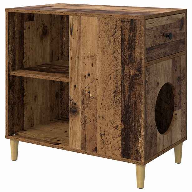 vidaXL Kočičí dům Staré dřevo 72 x 42,5 x 70 cm Kompozitní dřevo