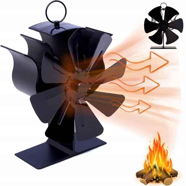 Termoelektrický Krbový Ventilátor Napájený Teplem, Tichý Ventilátor, Černý
