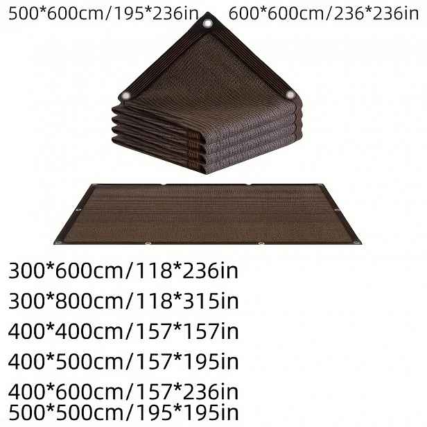TEMU Hnědá stínící tkanina z vysokohustotního polyethylenu (HDPE) s měděnými očky - 81-90% UV ochrana a kryt pro altány, terasy, záhradné přístřešky,