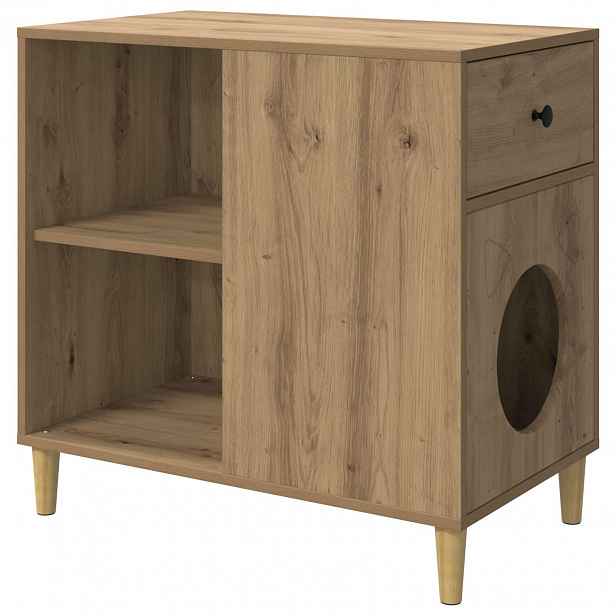 vidaXL Kočičí dům Dub artisan 72 x 42,5 x 70 cm Kompozitní dřevo