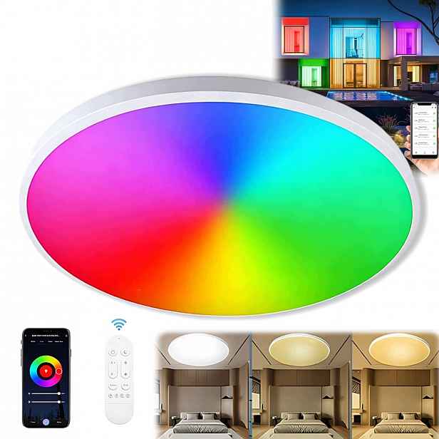 Lampa Stropní Svítidlo Led Rgb Bílá Cct 2700K-6500K Wifi Tuya Dálkový Ovladač Rf Aplikace