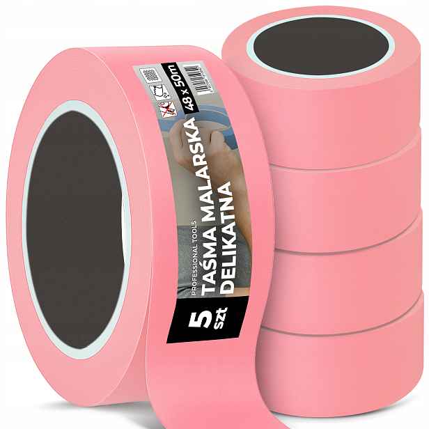 5x Maskovací Malířská Páska 48 mm 50 m Papírová Jemná Malovací páska Rs-t