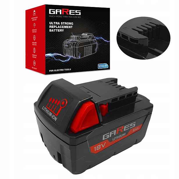 Akumulátor Gares pro Milwaukee M18 B2 B5 4932430483 49-24-0171-M18 18V 5Ah