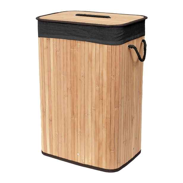 Černý/v přírodní barvě bambusový koš na prádlo 78 l Bamboo – Compactor