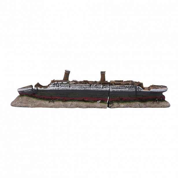 Relaxdays DEKORACE Barevná do akvária Titanic vrak lodi 38,5 cm