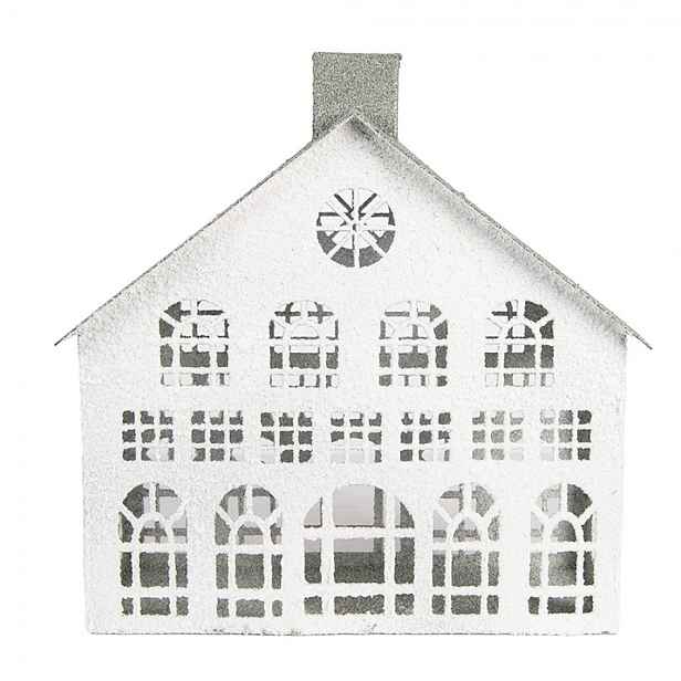 Bílý antik kovový svícen domek Vintage House - 34*16*34 cm Clayre & Eef