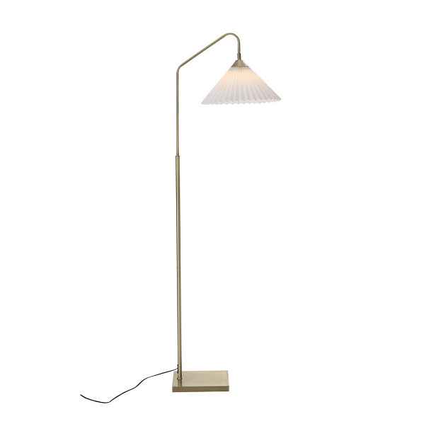 Krémová/v mosazné barvě látková stojací lampa s ohybatelnou konstrukcí (výška 155 cm) Kate – Ellos Home