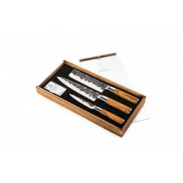 Sada 3 nožů Forged Olive šéf 20,5 sekáček 17,5 univerzální 12,5 cm
