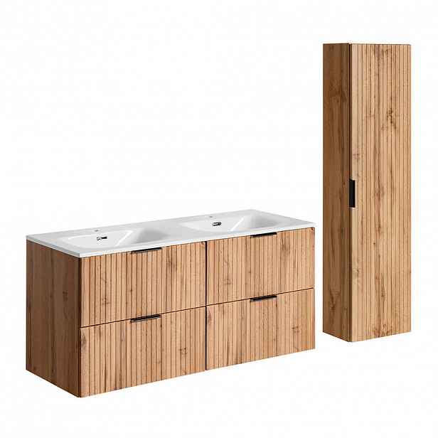 Petits-meubles KOUPELNOVÝ NÁBYTEK 120.4cm Adriel 2er-Set Dubové dřevo