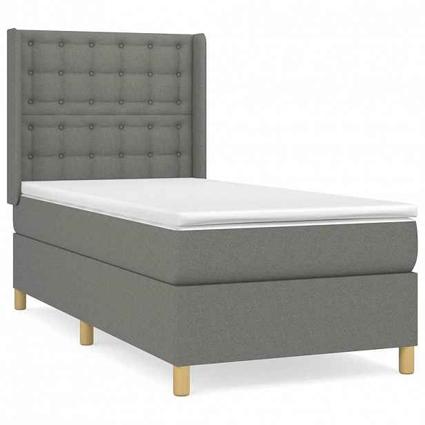 vidaXL Box spring postel s matrací tmavě šedá 90x190 cm textil