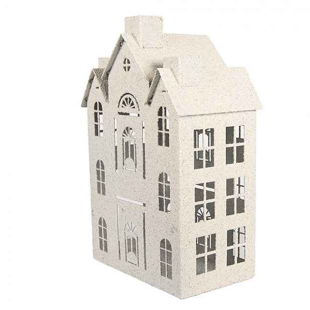 Béžový antik kovový svícen domek Vintage House - 26*16*40 cm Clayre & Eef