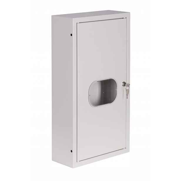 Kovová nástěnná pultová skříňka 3f 310x580x130 12 moduly se sklem a zámkem