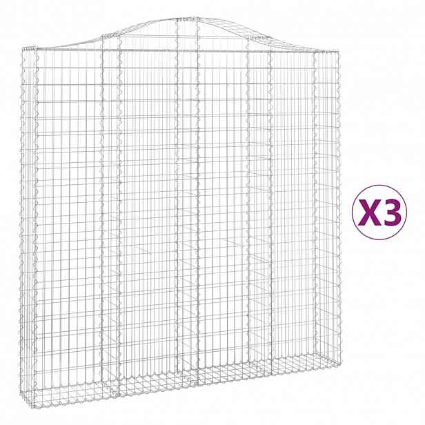 vidaXL Klenuté gabionové koše 3 ks 200x30x200/220cm pozinkované železo