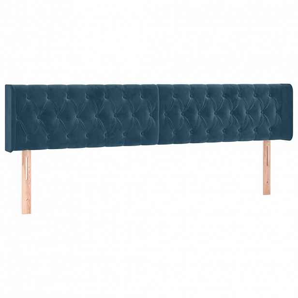 vidaXL Čelo postele typu ušák tmavě modrá 203x16x78/88 cm samet